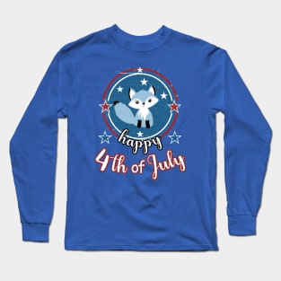 Retro Happy 4th of July Patriot Fox Long Sleeve T-Shirt